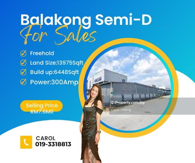 For Sale - Freehold Balakong Semi-D Factory For Sale