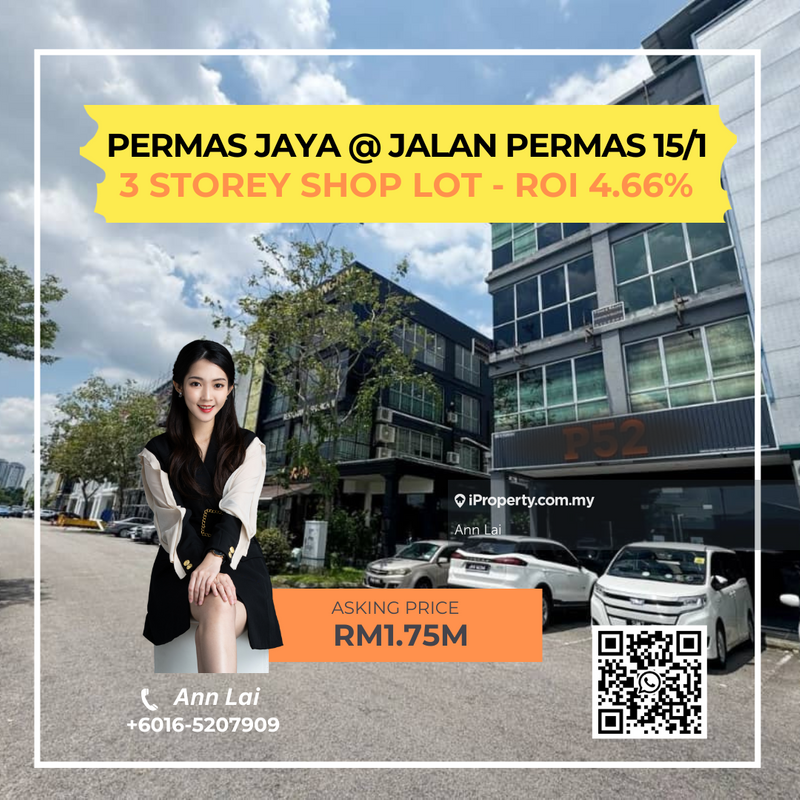 For Sale - Permas ( Facing Main Road ) 3 Storey Shop Office