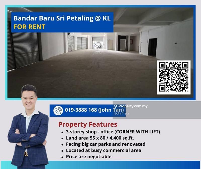 For Rent - (Corner With Lift | 3sty Shop - 55x80 | Renovated | NEGO) KL @ Radin Bagus Sri Petaling