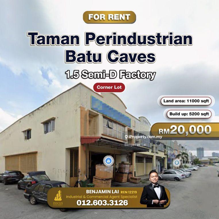 For Rent - Taman Perindustrian Batu Caves 1.5 Semi-D Factory For Rent