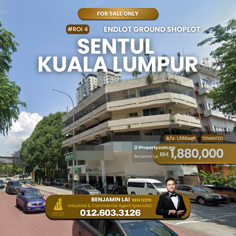 For Sale - ROI 4 Endlot shoplot for Sale, Sentul Kuala Lumpur