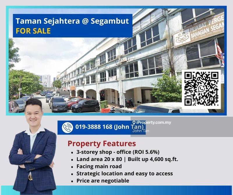 For Sale - (ROI 5.6% | Facing Main Road) Kepong @ Taman Sejahtera 3sty Shop