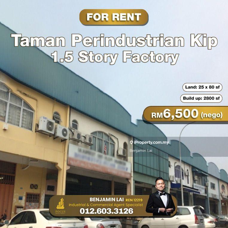 For Rent - Taman Perindustrian Kip 1.5 sty factory for Rent