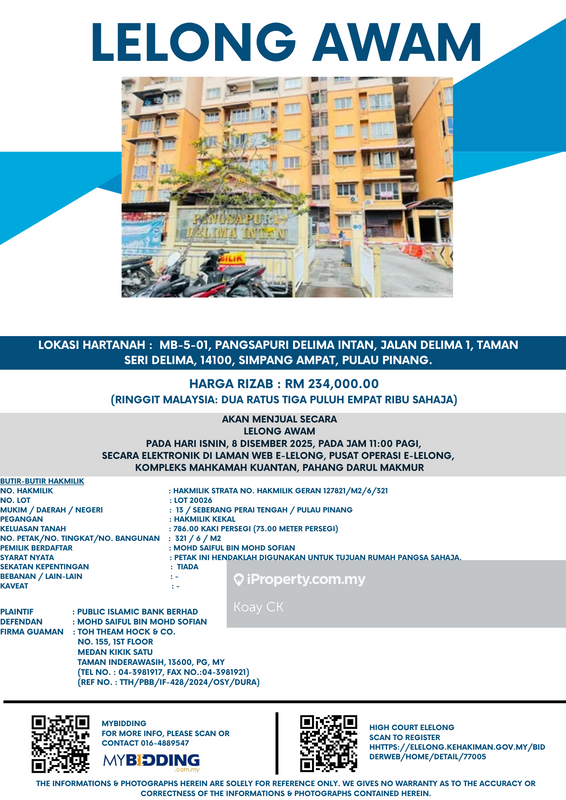 For Sale - Delima Intan Apartment