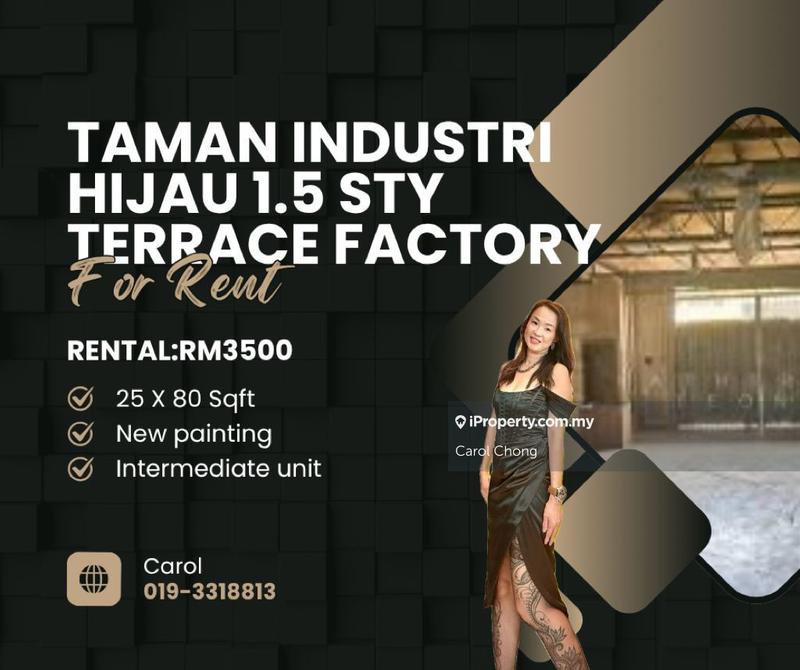 For Rent - New painting Taman industri hijau Rawang 1.5sty terrace factory For Rent