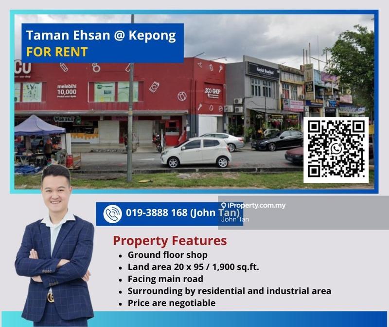 For Rent - (Ground Floor - 20x95 | Facing Main Road) Kepong @ Taman Ehsan Shop