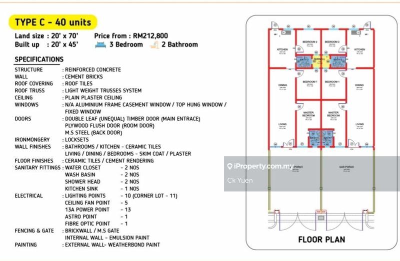 1-storey Terraced House for Sale in Bidor Raya, Bidor by Ck Yuen - iProperty.com.my