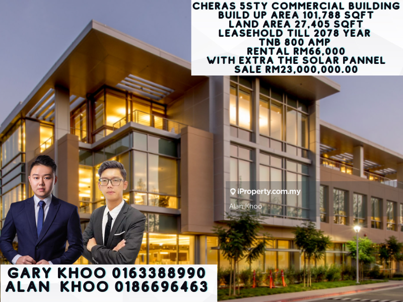For Sale - Cheras 5sty Commercial Building Bu 101ksf With Fully Tenanted Rental Rm66,000