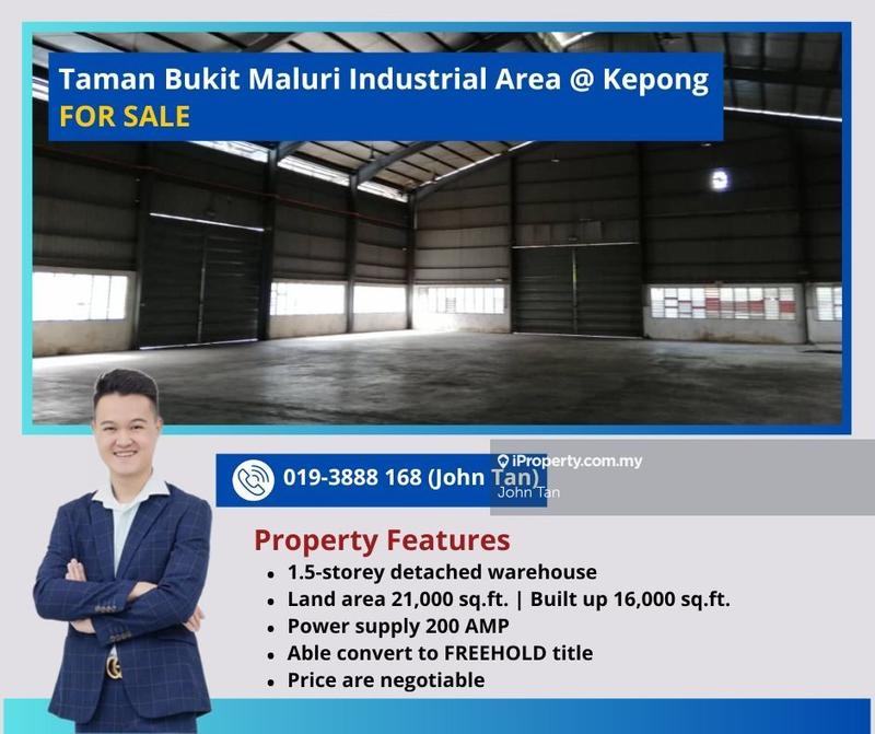 For Sale - (200 AMP | Negotiable) Kepong @ Taman Bukit Maluri Detached Warehouse