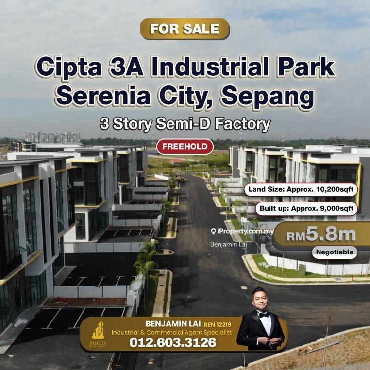 For Sale - Sepang, Cipta 3A Industrial Park 3 Story Semi-D Factory For Sale