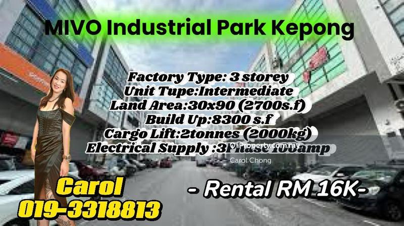 For Rent - Kepong Mivo Industrial Park 3 Storey Factory For Rent