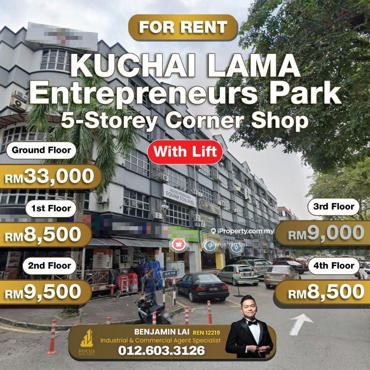 For Rent - Kuchai Lama Entrepreneurs Park 5-Storey Corner Shop with Lift For Rent