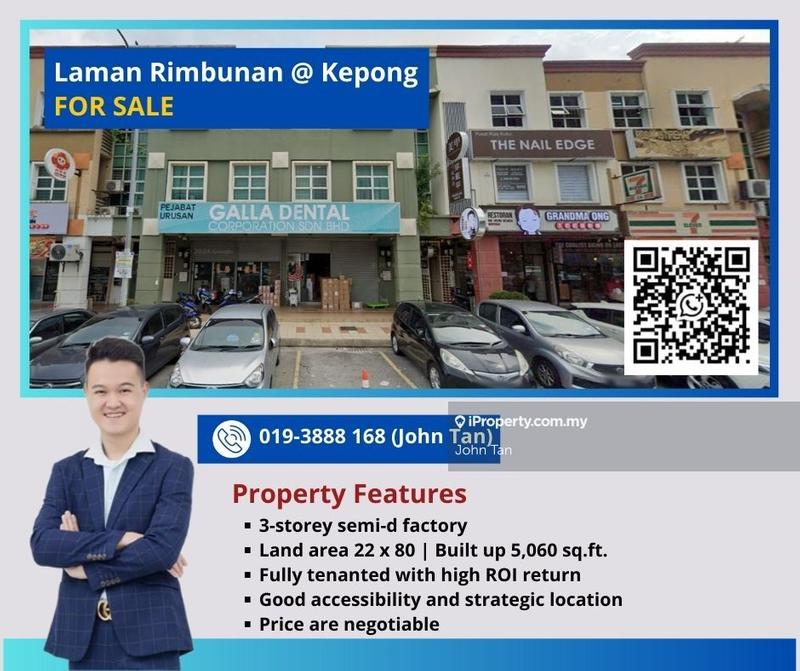 For Sale - (High ROI | Facing Road | 22x80 | NEGO) Kepong @ Laman Rimbunan 3sty Shop