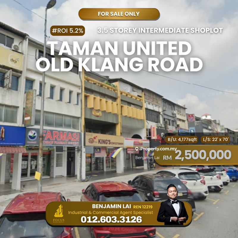 For Sale - Taman United, Kuala Lumpur 3.5sty shoplot for Sale