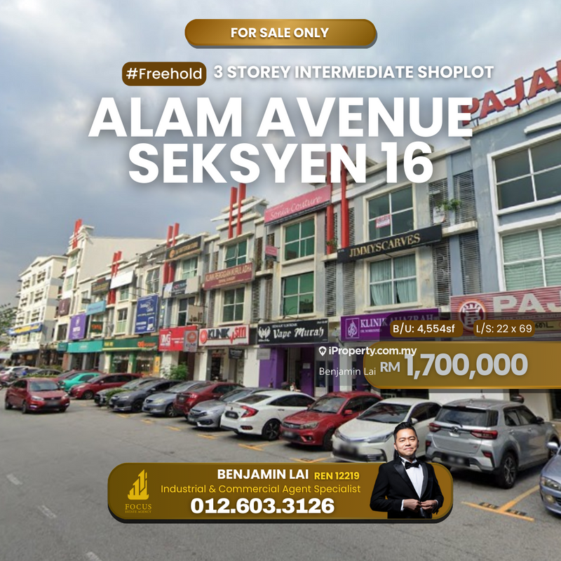 For Sale - 3 storey ShopLot Alam Avenue Seksyen 16 Shah Alam Serai Wangi