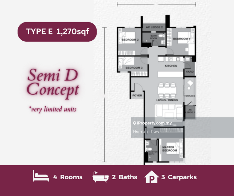 Service Residence for Sale in Interpoint by Herman Thow - Type E - Mont Kiara Inspired Sky Semi D Layout - iProperty.com.my