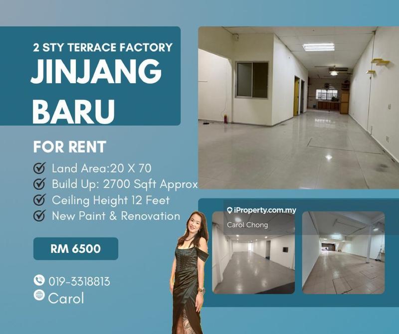 For Rent - 📍Facing Main Road 2 Storey Terrace Factory Taman Jinjang Baru @ Kepong For Rent