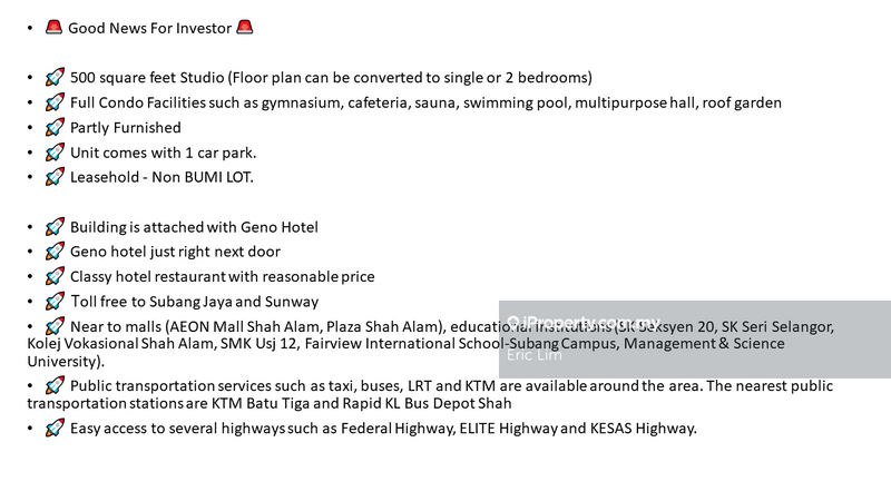 Service Residence for Sale in Menara Geno by Eric Lim - iProperty.com.my