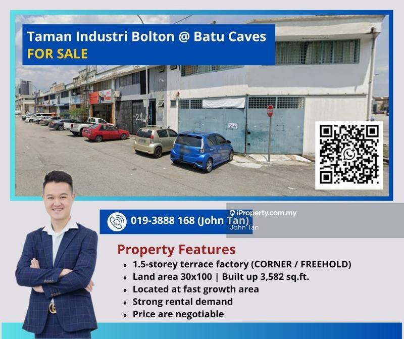 For Sale - (Corner | 30x100) Batu Caves @ Jalan Tib Bolton 1.5sty Factory