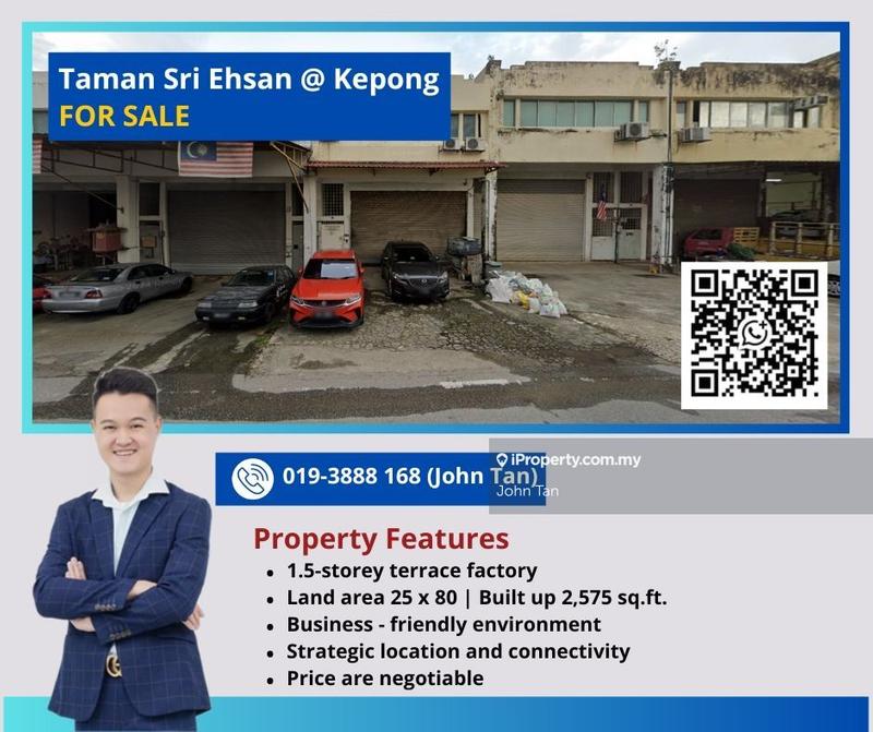 For Sale - (25x80 | Freehold | Flat Land | Negotiable) Kepong @ Sri Ehsan 1.5sty Factory