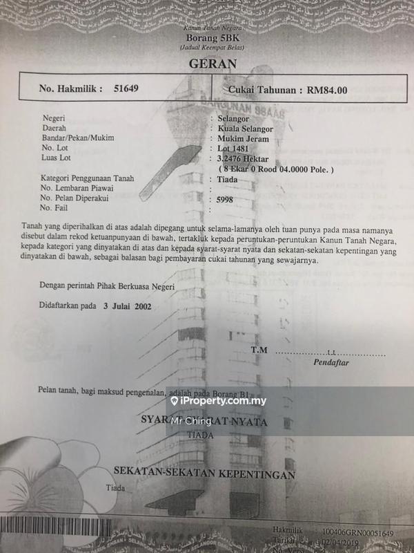 Tanah Pertanian untuk Dijual di Simpang Tiga, Jeram oleh Mr Ching - iProperty.com.my