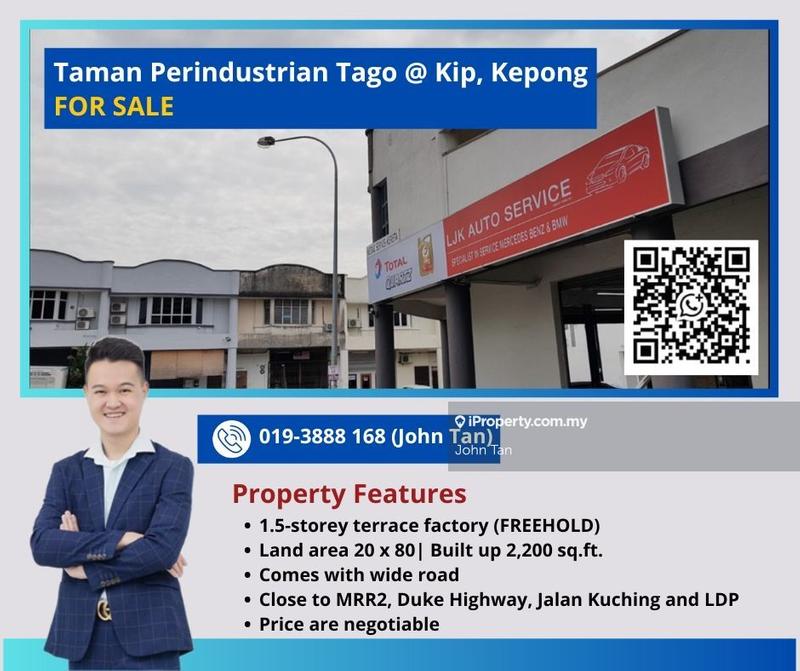 For Sale - (20x80 | Freehold | Negotiable) Kepong, Kip @ Tago 1.5sty Factory