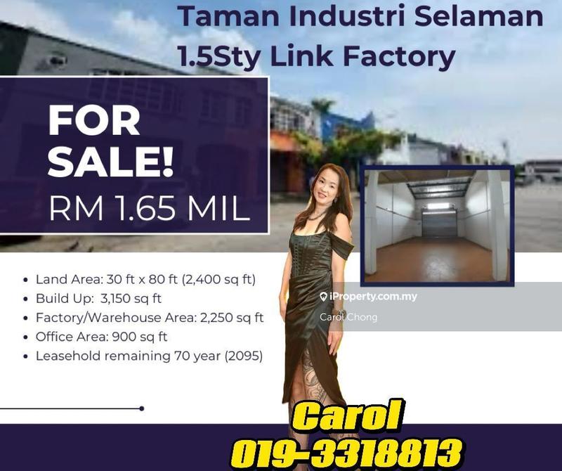 For Sale - 1.5 Storey Link Factory in Taman Industri Selaman
