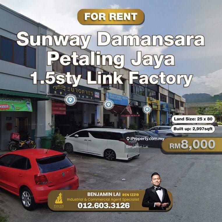 For Rent - Sunway Damansara, Petaling Jaya 1.5sty Link Factory for Rent