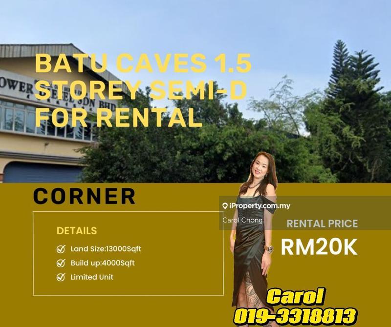 For Rent - 🔥🔥Corner Limited 1.5 Factory Batu Caves Bungalow For Rent