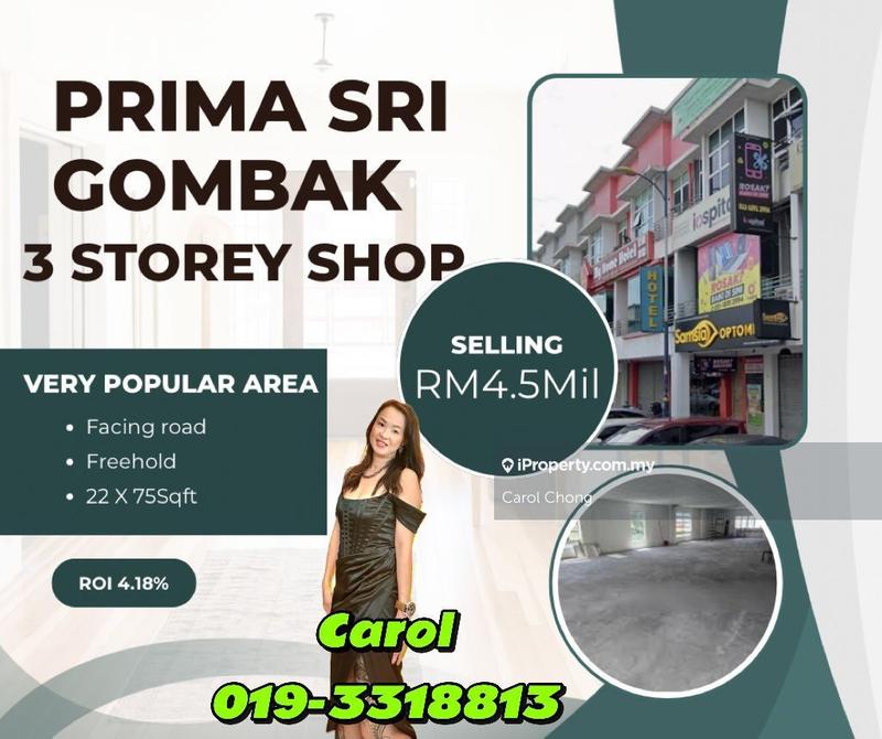 For Sale - High Population area Prima Sri Gombak @ 3 Storey Shop For Sales