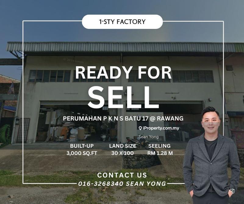 For Sale - 1-Sty Factory > With CF > 30 X 100 > 25Ft Ceiling Higt > 100 AMP - Perumahan PKNS Batu 17 Rawang
