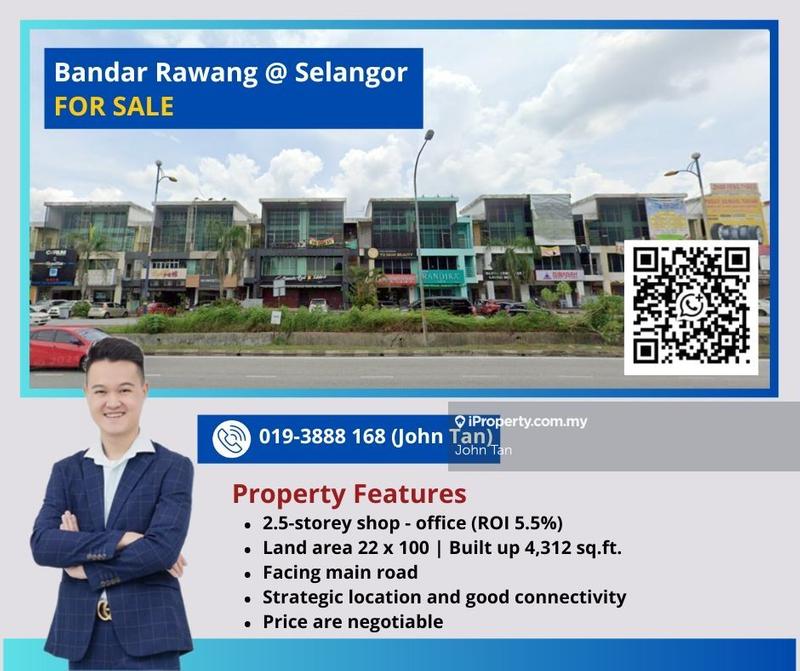 For Sale - (ROI 5.5% | 22x100 | Facing Main Road) Bandar Rawang 2.5sty Shop