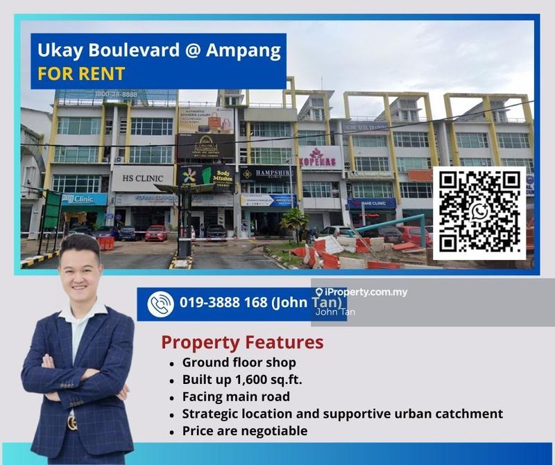 For Rent - (Ground Floor | Facing Main Road | Negotiable) Ampang @ Ukay Boulevard Shop