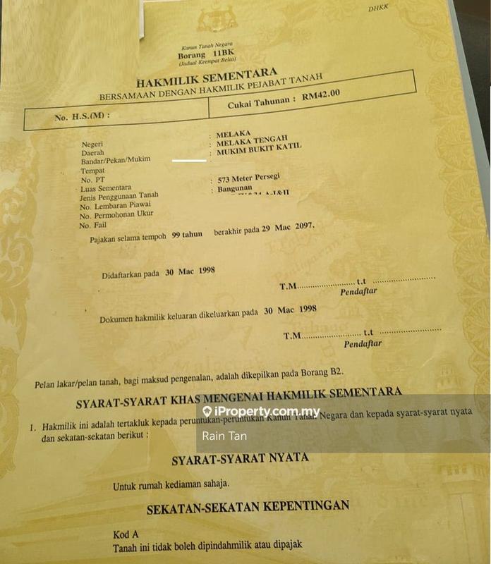 Residential Land for Sale in Taman Tasik Utama, Ayer Keroh by Rain Tan - iProperty.com.my