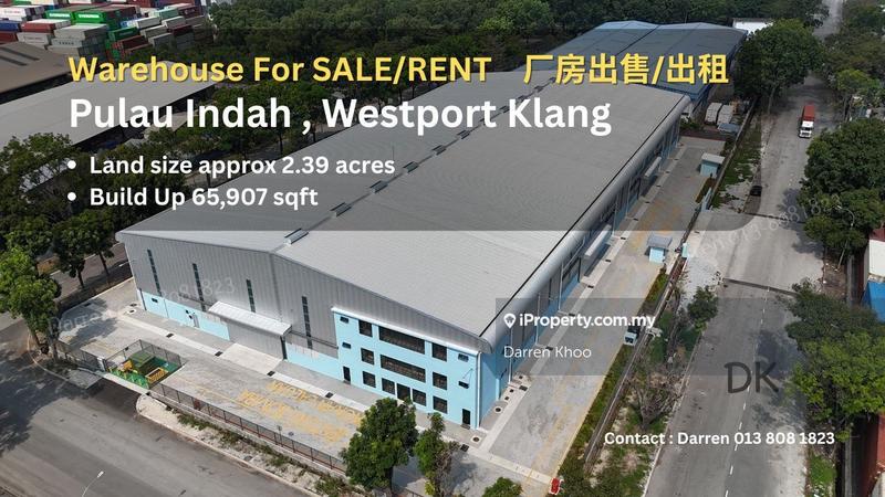 For Rent - 2.39 acres Pulau Indah , Westport Klang Brand New Warehouse with 3 storey office