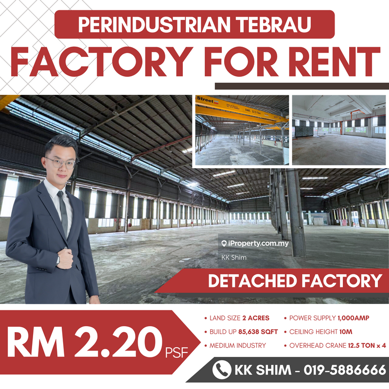 For Rent - Perindustrian Tebrau Build Up 85,638 sqft Detached Factory for Rent