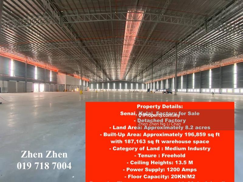 For Sale - Senai, Kulai, Factory for Sale, Land Area: 8.2 acres, Big land, Freehold, Medium Industry, Value Buy