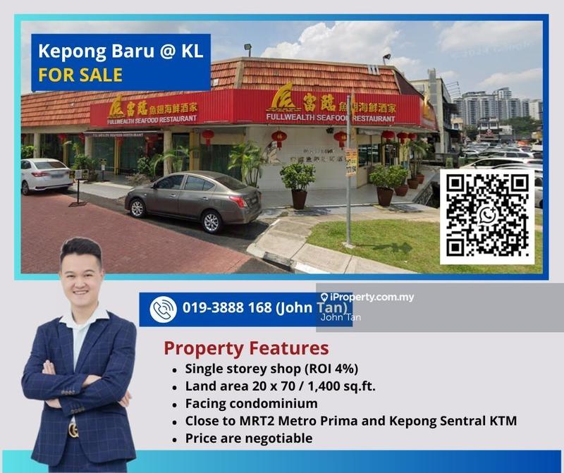 For Sale - (ROI 4% | Facing Condo | NEGOTIABLE) KL @ Kepong Baru 1sty Shop