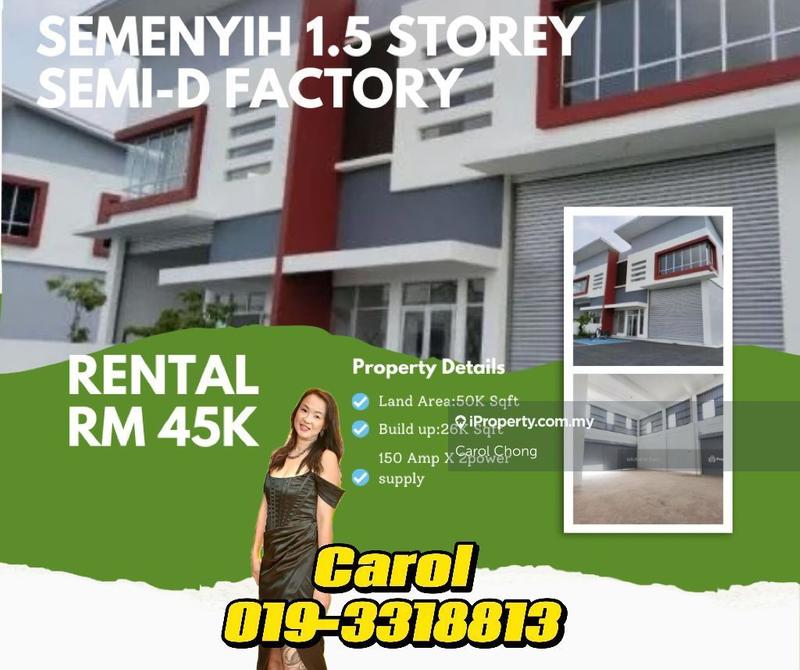 For Rent - 🏭 Semenyih Town 1.5 Semi-D Factory / Warehouse For Rent