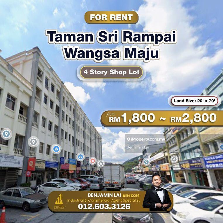 For Rent - Taman Sri Rampai, Wangsa Maju 4 Story Shop Lot For Rent