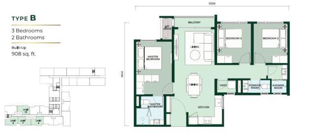 Edelweiss Type B floor plan in Kota Damansara, Selangor
