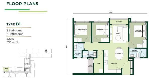 Edelweiss Type C floor plan in Kota Damansara, Selangor