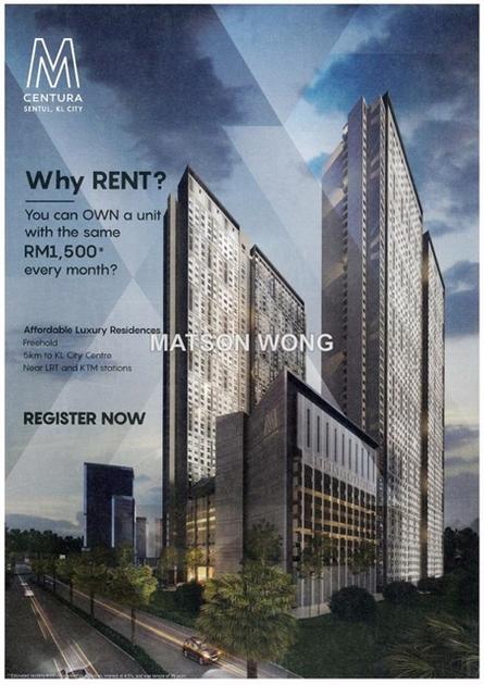 M Centura Serviced Residence 3 Bedrooms For Sale In Sentul Kuala Lumpur Iproperty Com My