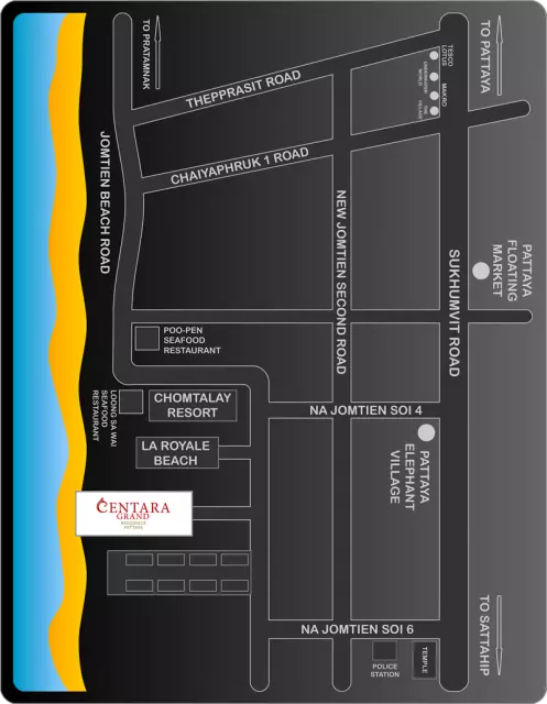 centara grand residence pattaya map