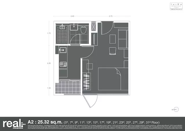 real by noble Unit Plan 25.32 sq.m.