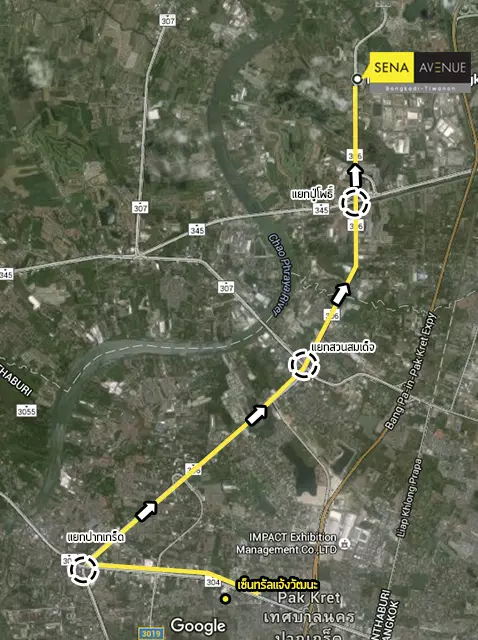 Sena Avenue บางกะดี - ติวานนท์ Map Route