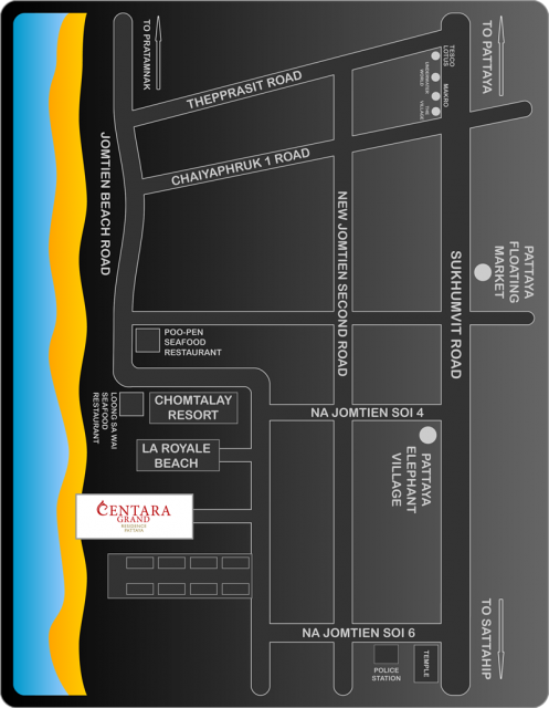 centara grand residence pattaya map