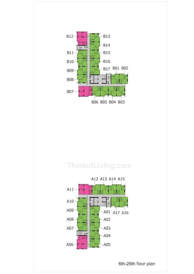 U Delight ตลาดพลู 6th-26thfloorplanR