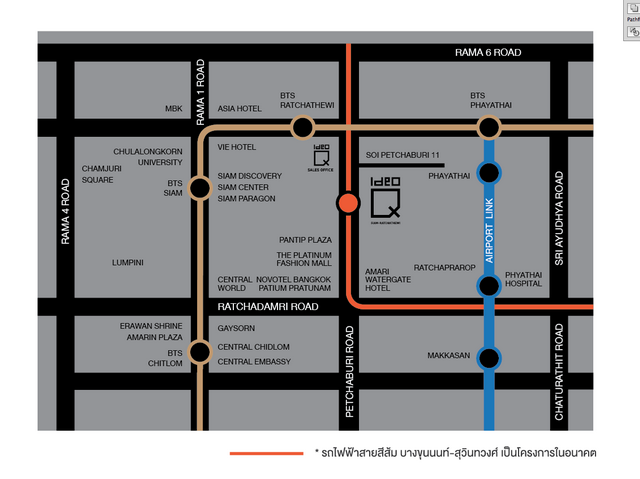 แผนที่ไอดีโอ คิว สยาม-ราชเทวี