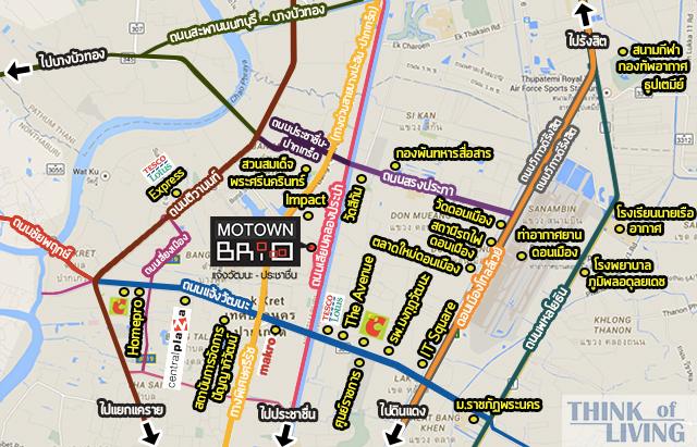 แผนที่กว้างกะสถานที่ Motown Brio